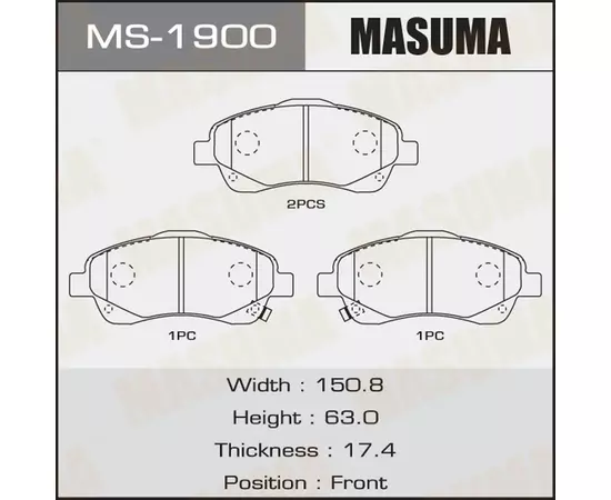 Колодки тормозные Toyota Avensis (T250) 03-08, Corolla Verso 04-09 передние MASUMA
