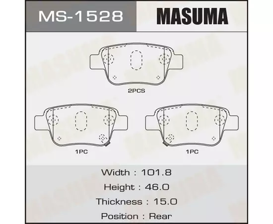 Колодки тормозные Toyota Avensis (T250) 03-08, Corolla Verso 04-09 задние MASUMA