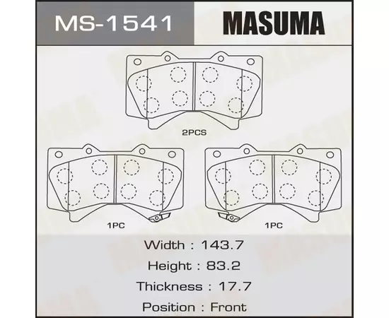 Колодки тормозные Toyota Land Cruiser (J200) 07-; Lexus LX570 07- передние MASUMA