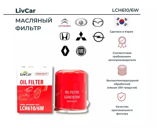 Фильтр масляный Honda Accord II-VIII, Honda CR-V I-IV, Civic IV-X, CR-V MITSUBISHI ASX, LANCER, OUTLANDER MANN W 610/6 VIC C-809, C-415 OEM 04154PR3E00 15200PH1004