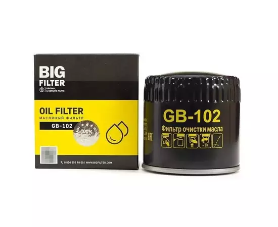 Фильтр масляный BIG Filter GB-102 Лада  2101-2104, 2106-2107, NIVA, ИЖ 2126 (дв. 1,7 л.), 2715 (дв. 1,5 л.), Москвич 2141